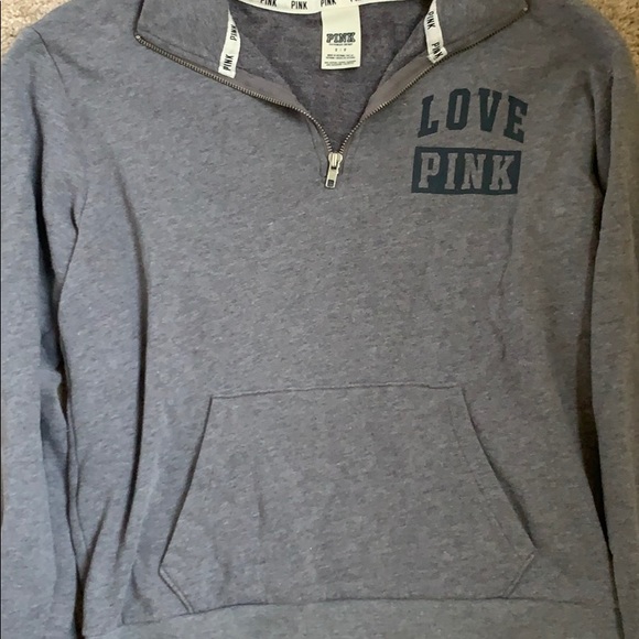 Quarter Zip Gray Victoria’s Secret PINK Hoodie - Picture 2 of 5